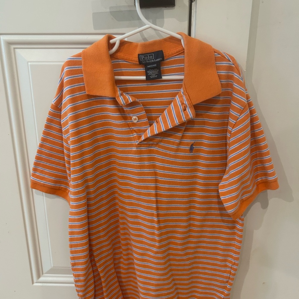 Ralph Lauren Orange and White Striped Polo Shirt